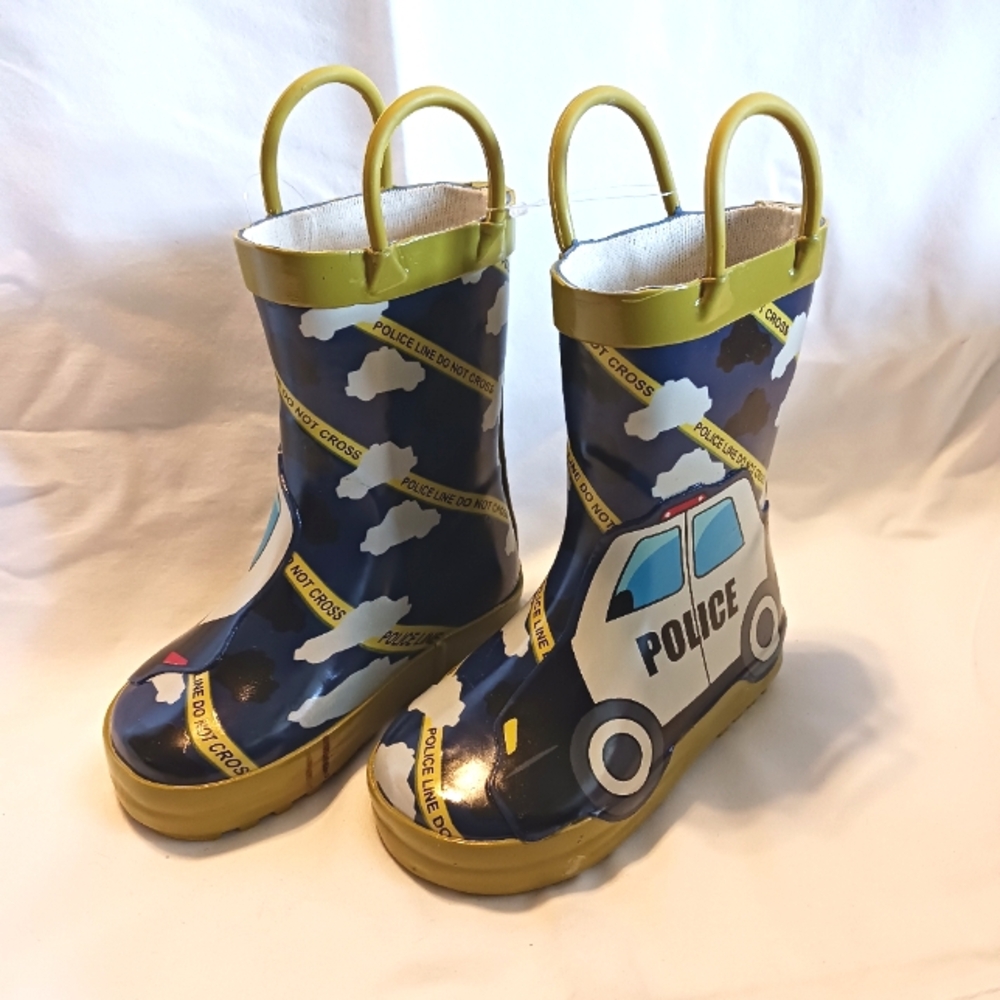 ShoeShox Police Themed Toddler Rain Boots Size 5 NWT